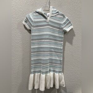 New Gymboree Snowflake Unicorn Girls Sz 9 Striped Sparkle Hooded Sweater Dress